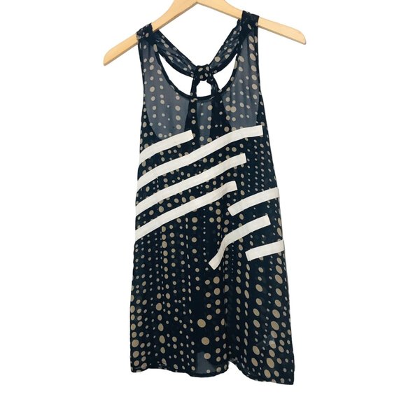 YA LOS ANGELES Silk Polka Dot Striped Tank Top Size Medium - Picture 1 of 11